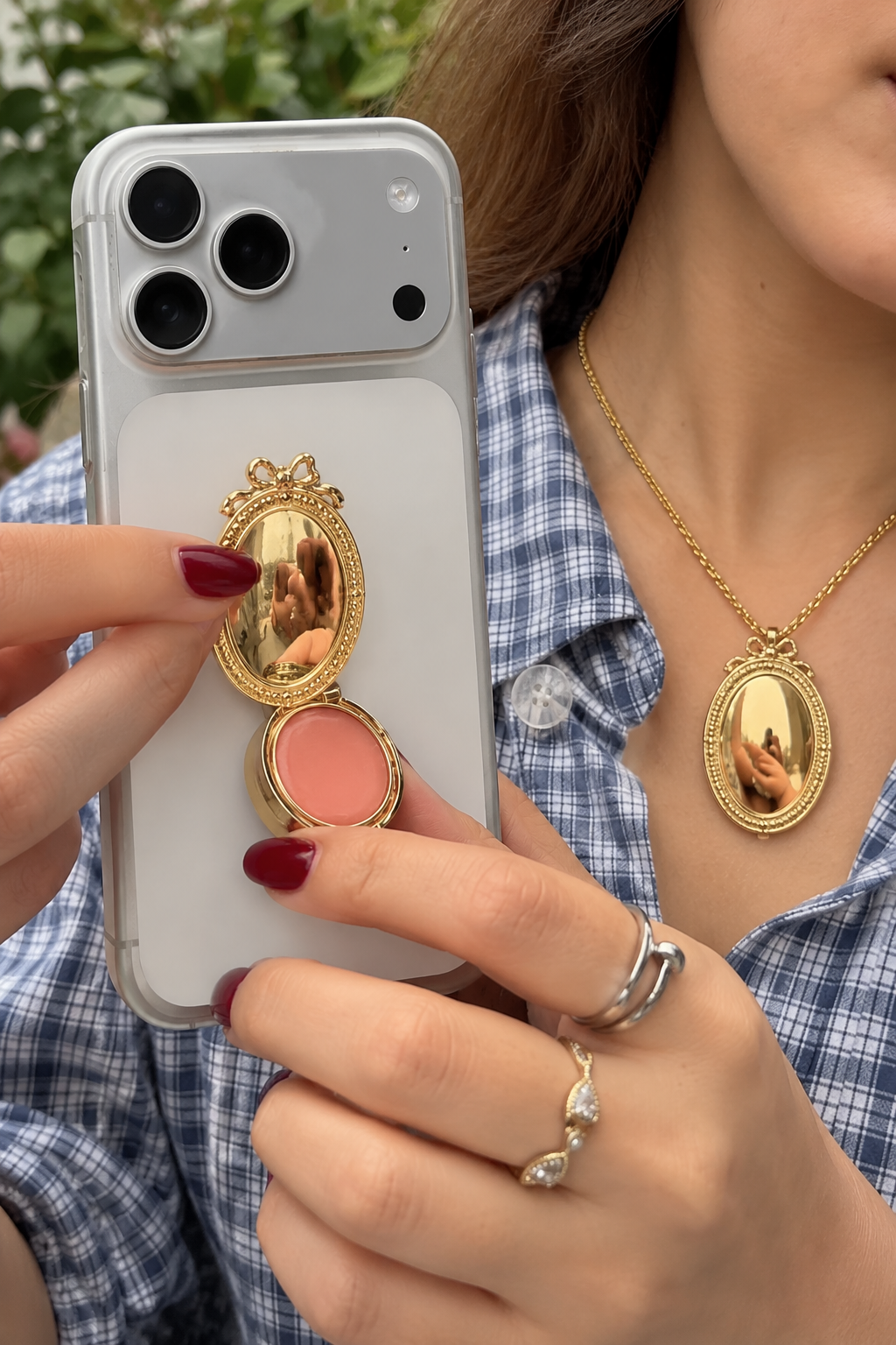 Luxury Gold Medallion Lip Balm Phone Accessory