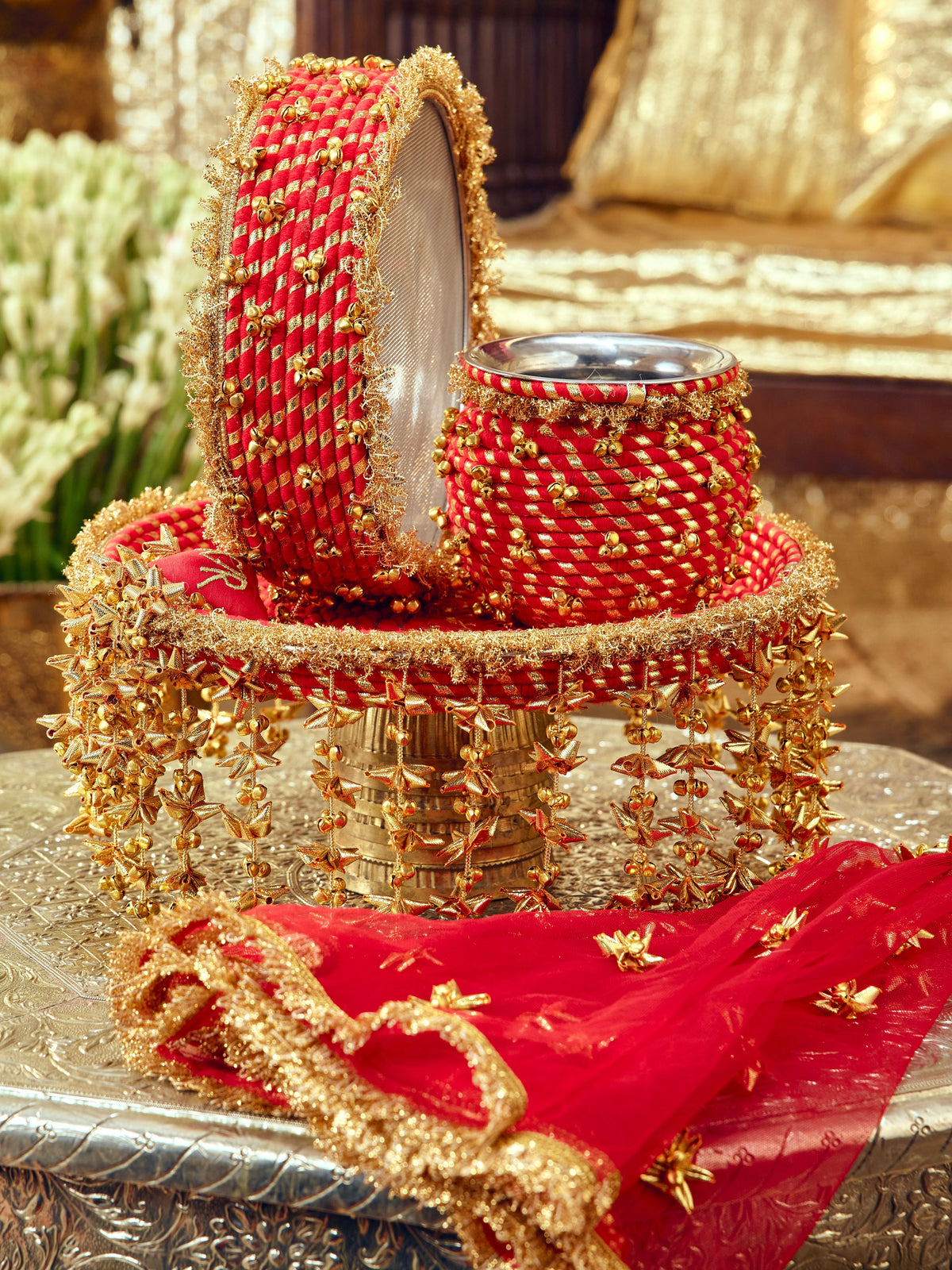 Chamak Essential Karwa Chauth Pooja Hamper - Red
