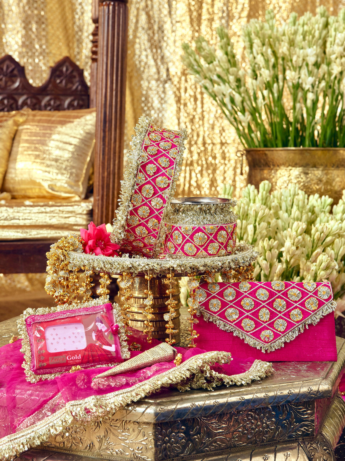 Kumkum Essential Karwa Chauth Pooja Hamper - Rani Pink