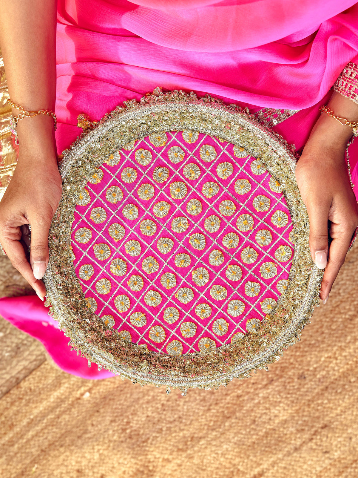 Kumkum Essential Karwa Chauth Pooja Hamper - Rani Pink