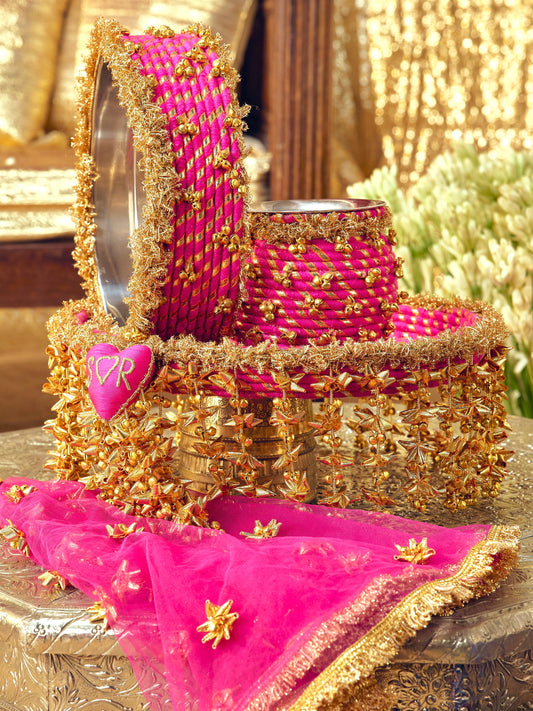 Kumkum Essential Karwa Chauth Pooja Hamper - Rani Pink