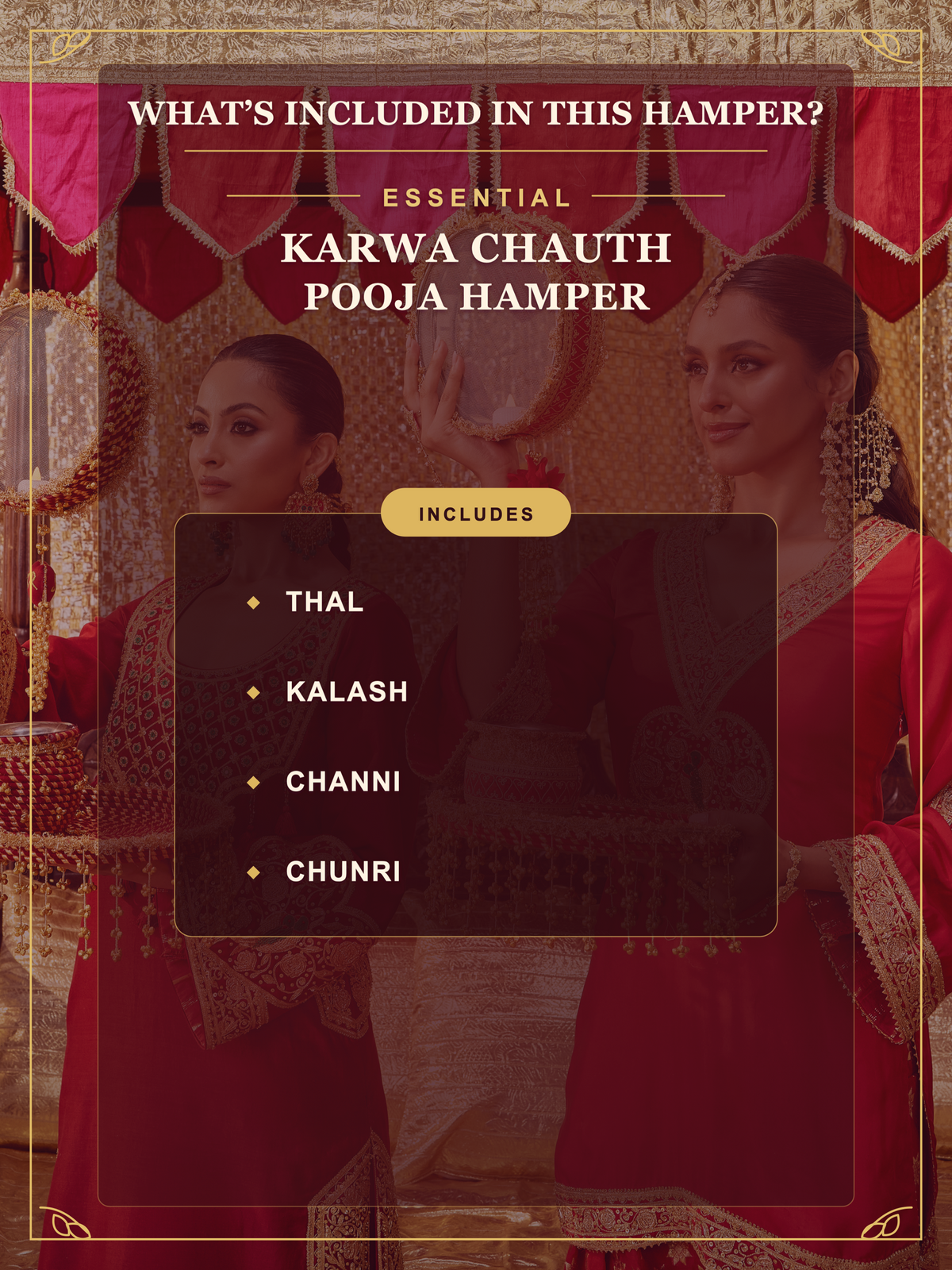 Kumkum Essential Karwa Chauth Pooja Hamper - Rani Pink